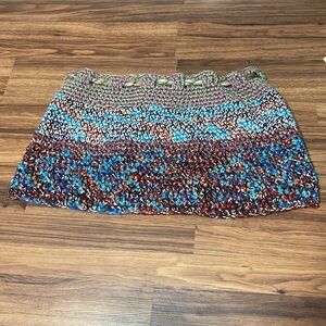 Handmade crochet mini skirt with drawstring yarn S up to 1X